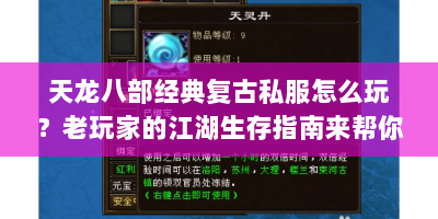天龙八部经典复古私服怎么玩？老玩家的江湖生存指南来帮你！