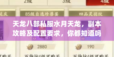 天龙八部私服水月天龙，副本攻略及配置要求，你都知道吗？ - 水月天龙
