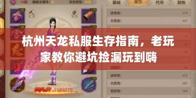 杭州天龙私服生存指南，老玩家教你避坑捡漏玩到嗨