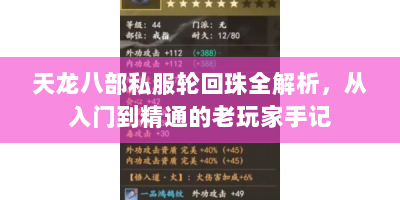 天龙八部私服轮回珠全解析，从入门到精通的老玩家手记