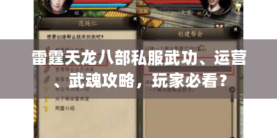 雷霆天龙八部私服武功、运营、武魂攻略，玩家必看？