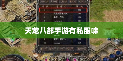 天龙八部手游有私服嘛
