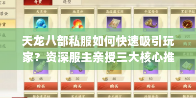 天龙八部私服如何快速吸引玩家？资深服主亲授三大核心推广技巧
