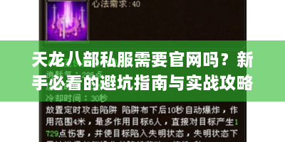 天龙八部私服需要官网吗？新手必看的避坑指南与实战攻略