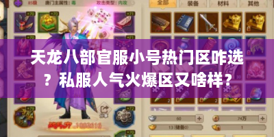 天龙八部官服小号热门区咋选？私服人气火爆区又啥样？