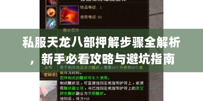 私服天龙八部押解步骤全解析，新手必看攻略与避坑指南