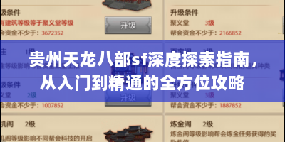 贵州天龙八部sf深度探索指南，从入门到精通的全方位攻略