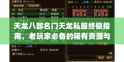天龙八部名门天龙私服终极指南，老玩家必备的稀有资源与实战技巧
