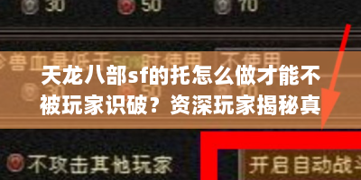 天龙八部sf的托怎么做才能不被玩家识破？资深玩家揭秘真相
