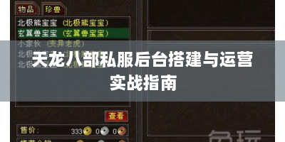 天龙八部私服后台搭建与运营实战指南