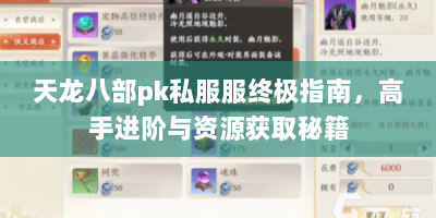 天龙八部pk私服服终极指南，高手进阶与资源获取秘籍