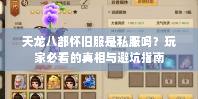 天龙八部怀旧服是私服吗？玩家必看的真相与避坑指南