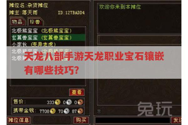 天龙八部手游天龙职业宝石镶嵌有哪些技巧?