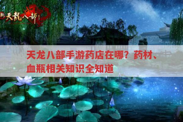 天龙八部手游,药店在哪?药材、血瓶知识全知道